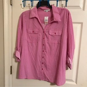 Pink and White Stripe Top